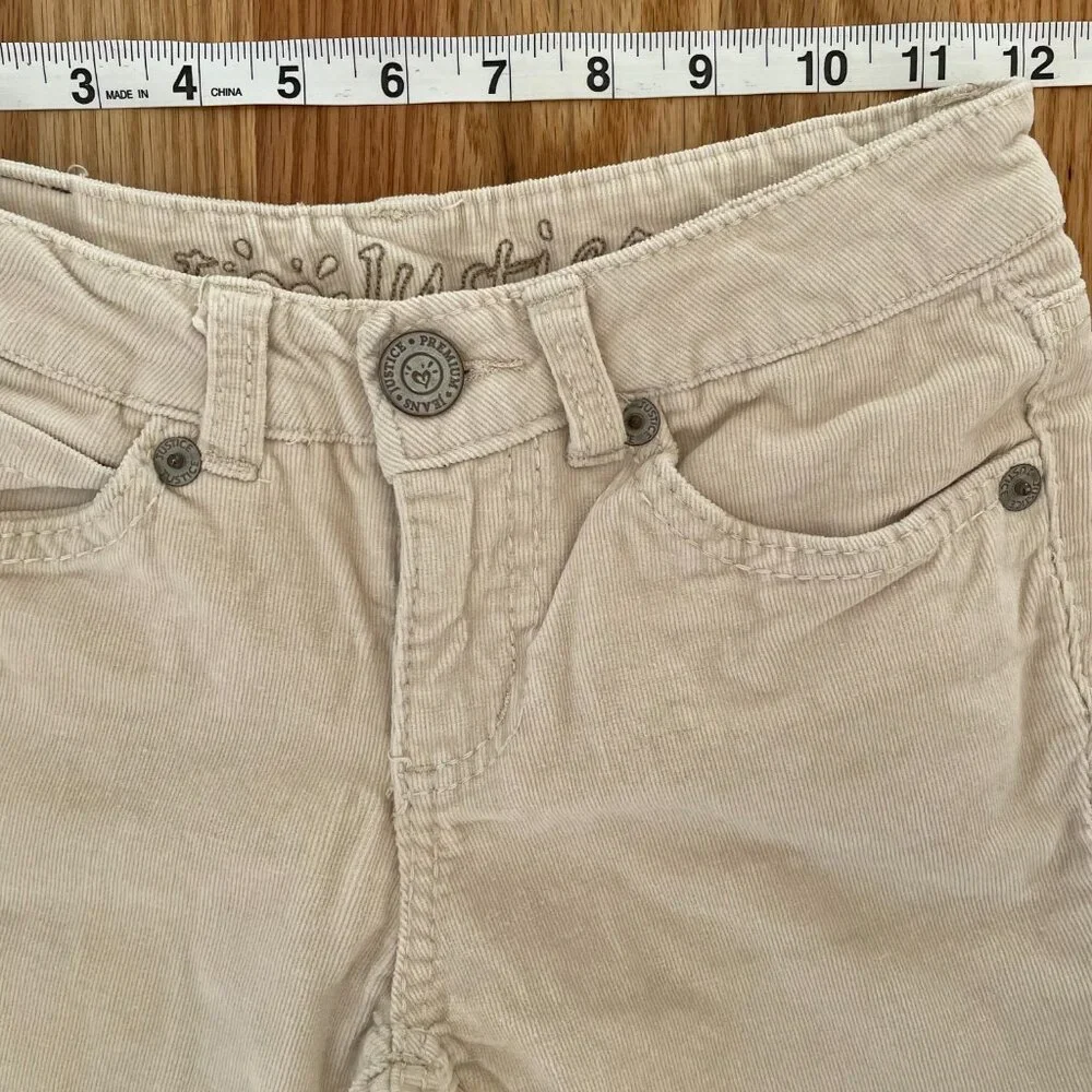 Original 2010 Justice Mall Store Cream Corduroy Pants Size 10R